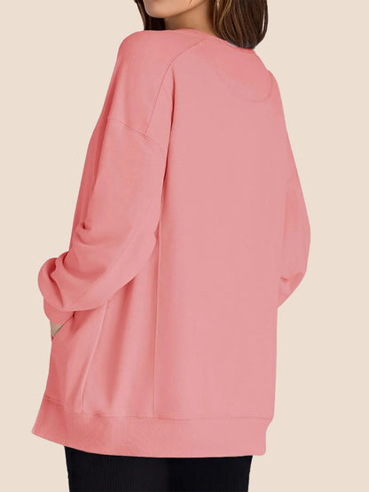 Women's High Low Side Slit Pullover Sweatshirt With Pockets