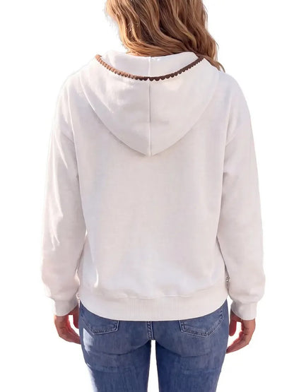 Women's Scalloped‑Trim Button Hoodie