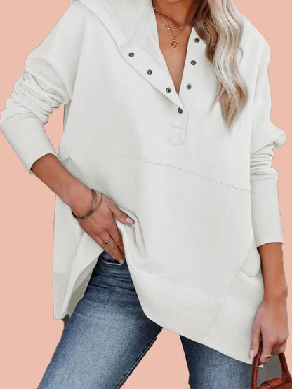 Women's Oversized Half Button Hoodie