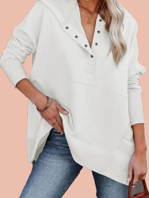 Women's Oversized Half Button Hoodie