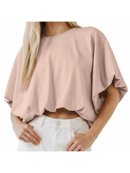 Women's Baggy Flowy Batwing Crop Blouse