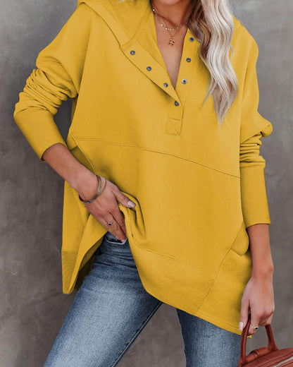 Women's Oversized Half Button Hoodie