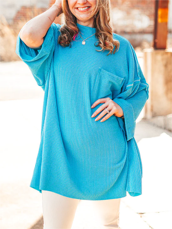 Oversize High Neck Urban Ribbed Tunic