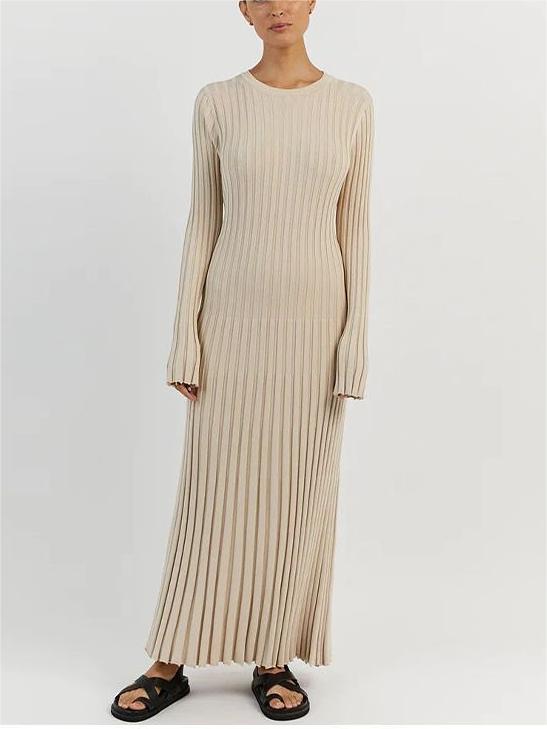Fall New Sleeved Knit Midi Dress