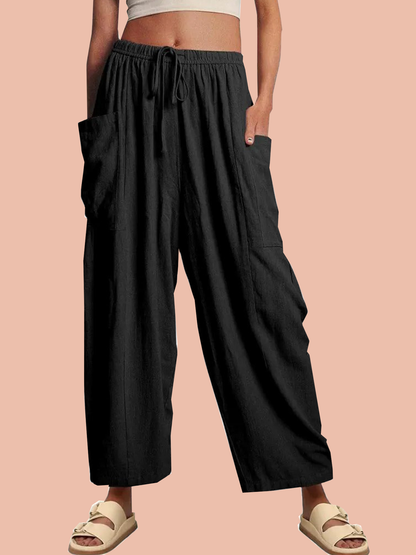 Women¡®s Casual Linen Blend Palazzo Pants