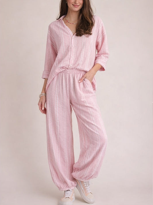 Women¡¯s Oversized Stripe Two Piece Set