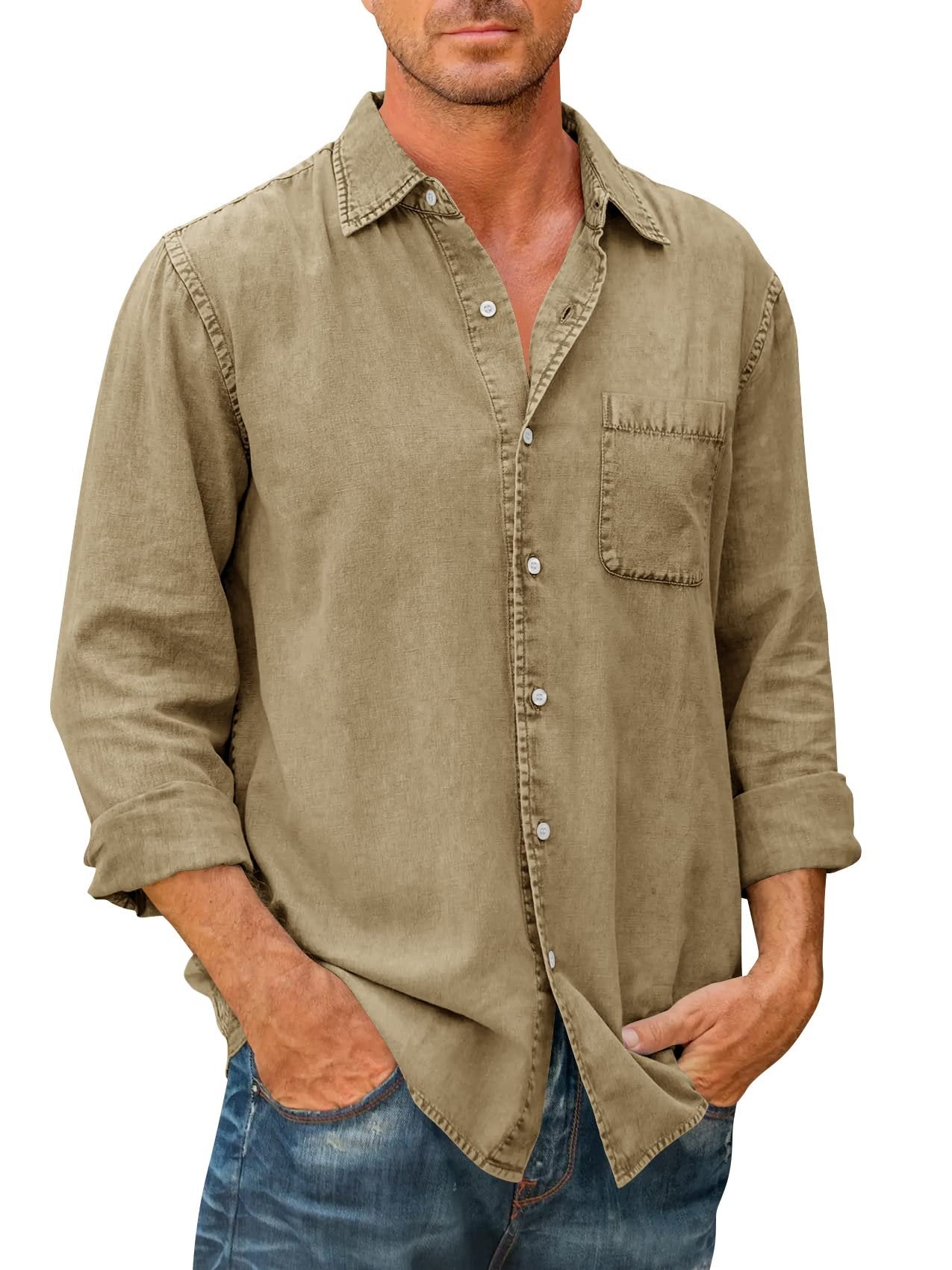 🔥Men's Denim Long Sleeve Button Down Shirt