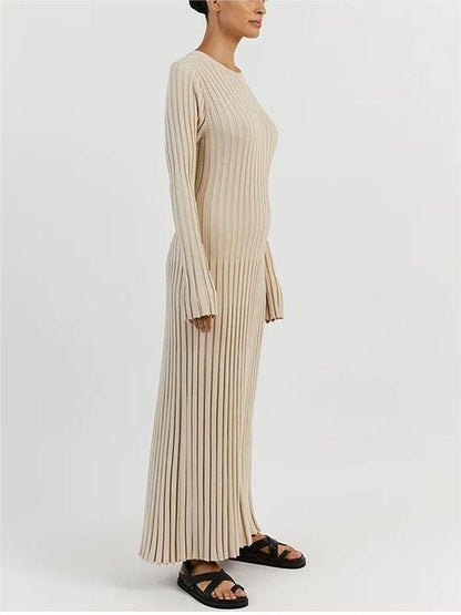Fall New Sleeved Knit Midi Dress