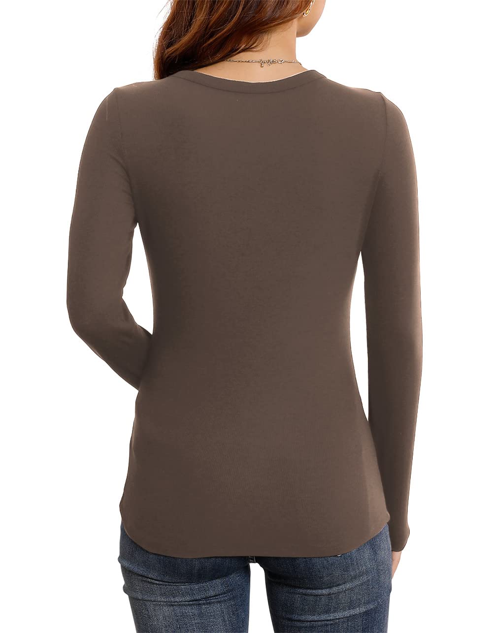 Round Neck Stretch Slim Ribbed Basic Shirts