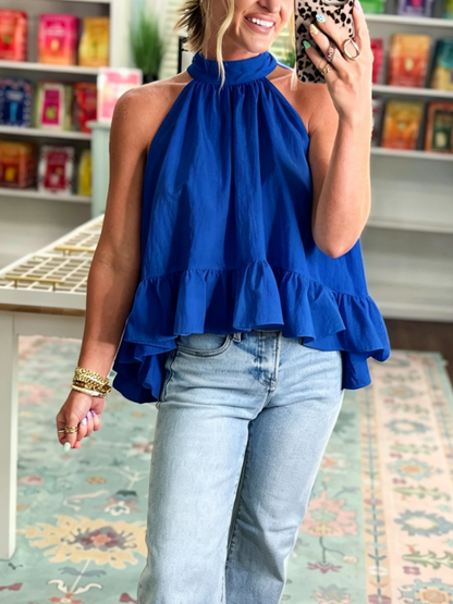 Women's Halter Ruffle Sleeveless Blouse