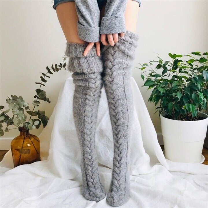 Winter Warm Over Knee Extra Long Knitted Socks