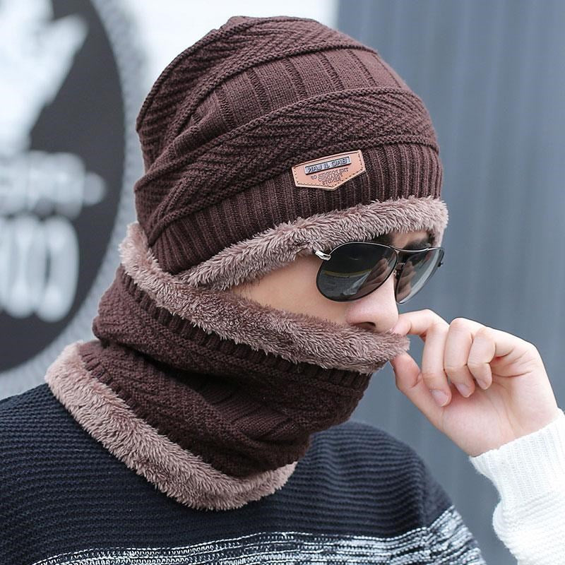 Winter Knitted Beanie Hat Scarf Set