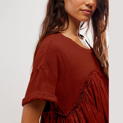 Women's Summer Pleated Babydoll Dress with Pockets