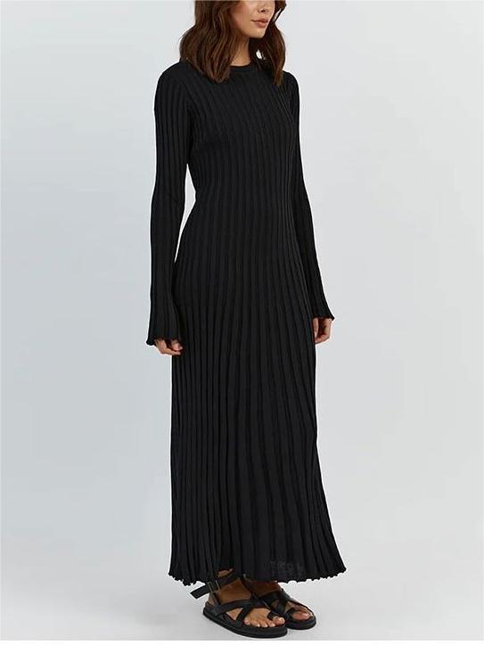 Fall New Sleeved Knit Midi Dress