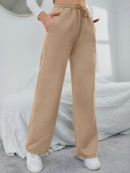 Solid Drawstring Slant Pocket Sweatpants