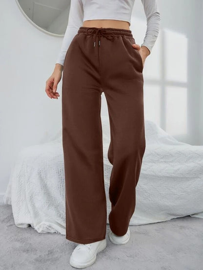 Solid Drawstring Slant Pocket Sweatpants