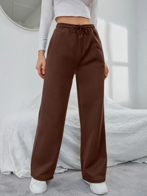 Solid Drawstring Slant Pocket Sweatpants