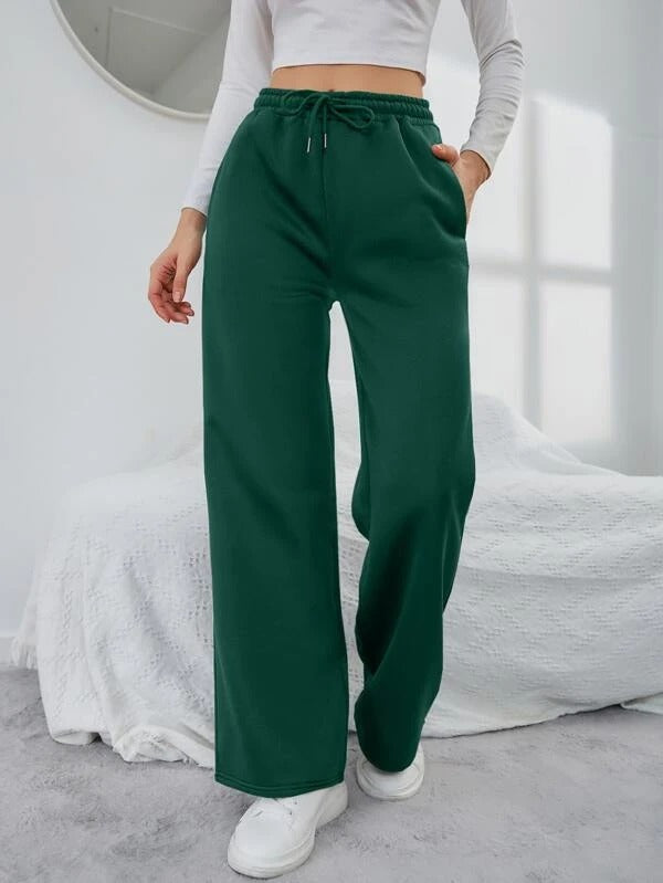 Solid Drawstring Slant Pocket Sweatpants