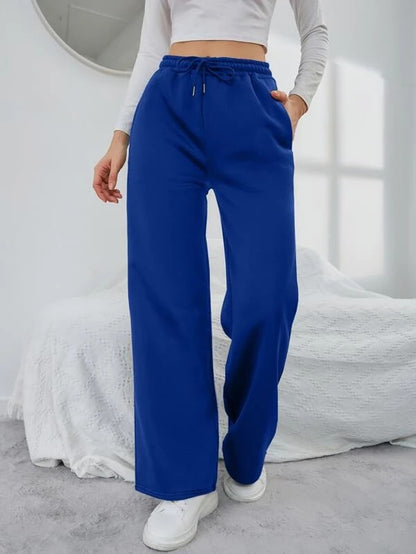 Solid Drawstring Slant Pocket Sweatpants