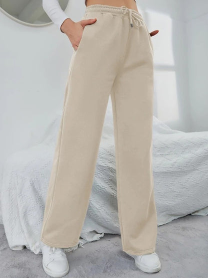 Solid Drawstring Slant Pocket Sweatpants
