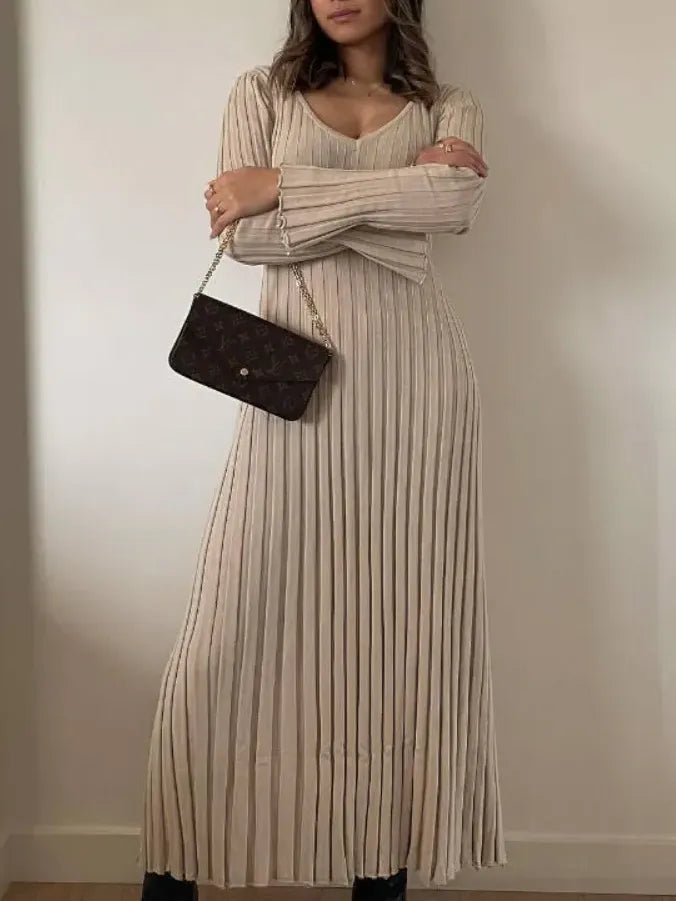 Fall New Sleeved Knit Midi Dress