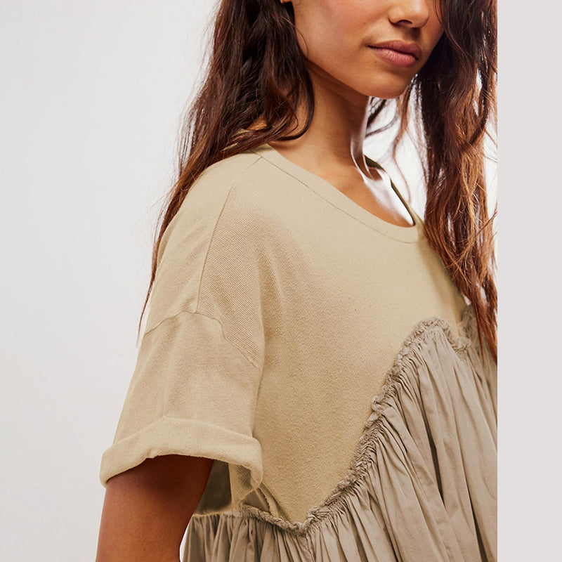 Women's Summer Pleated Babydoll Dress with Pockets
