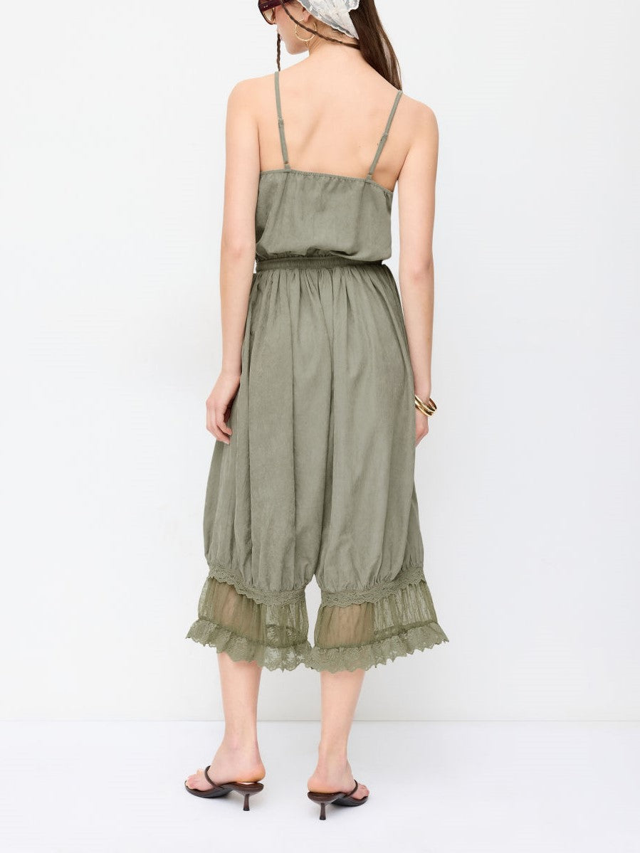 Women's Lace Camisole Jumpsuit with Cropped Trousers