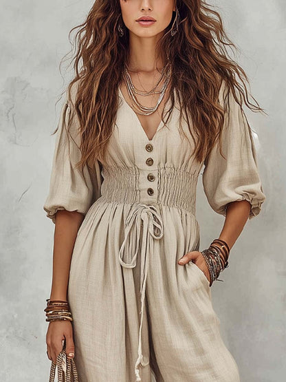 Women's Bohemian Pocket Loose Fit Jumpsuit