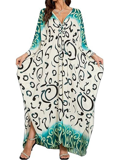 Women's Plus Size Batwing Sleeve Kaftan Dress