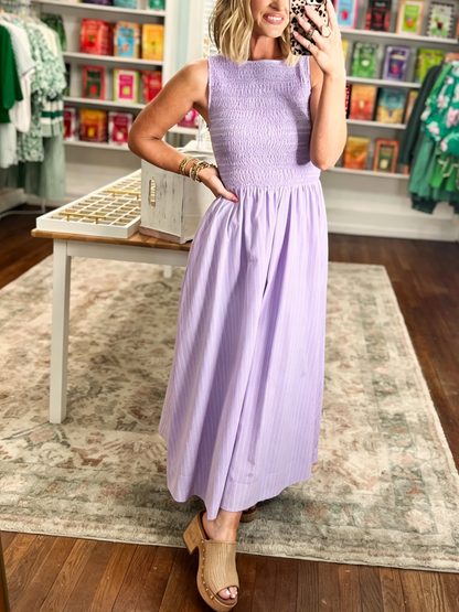 Women's Smocked Sleeveless Maxi Dress