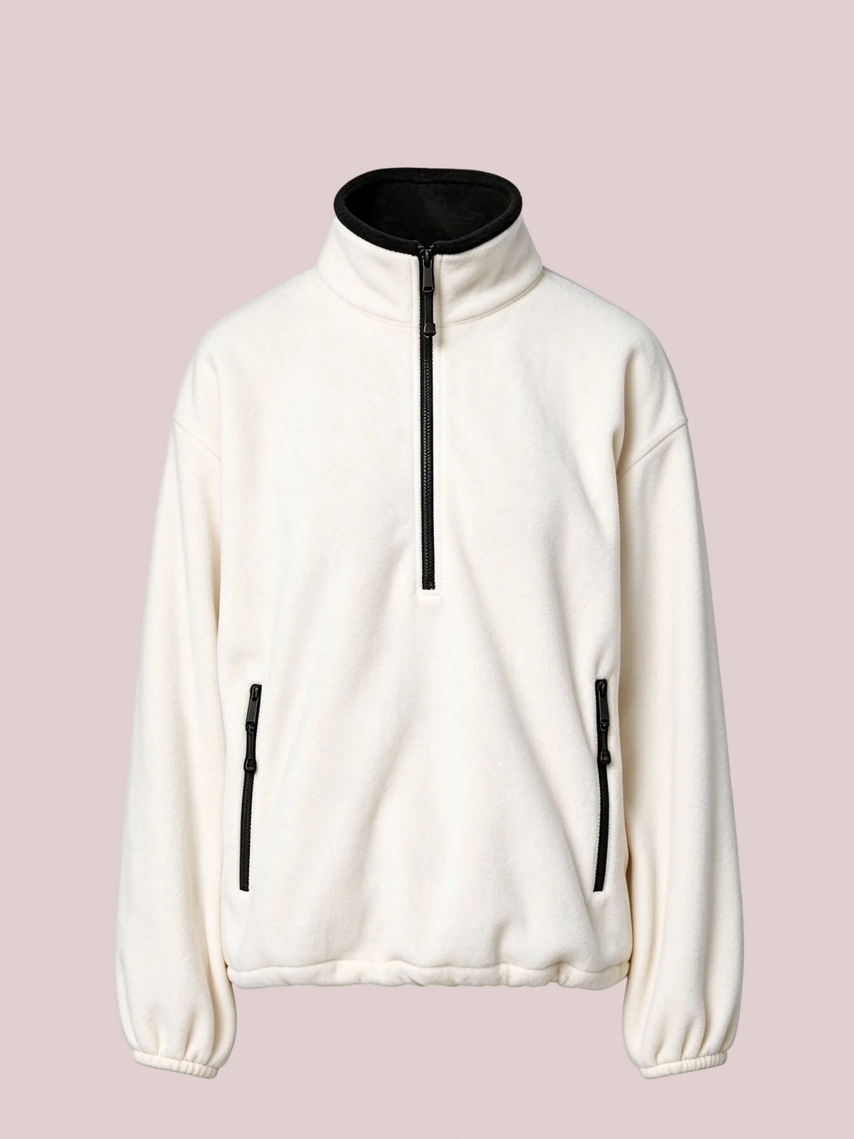 Women's Contrast Trim Stand Collar Fleece Pullover