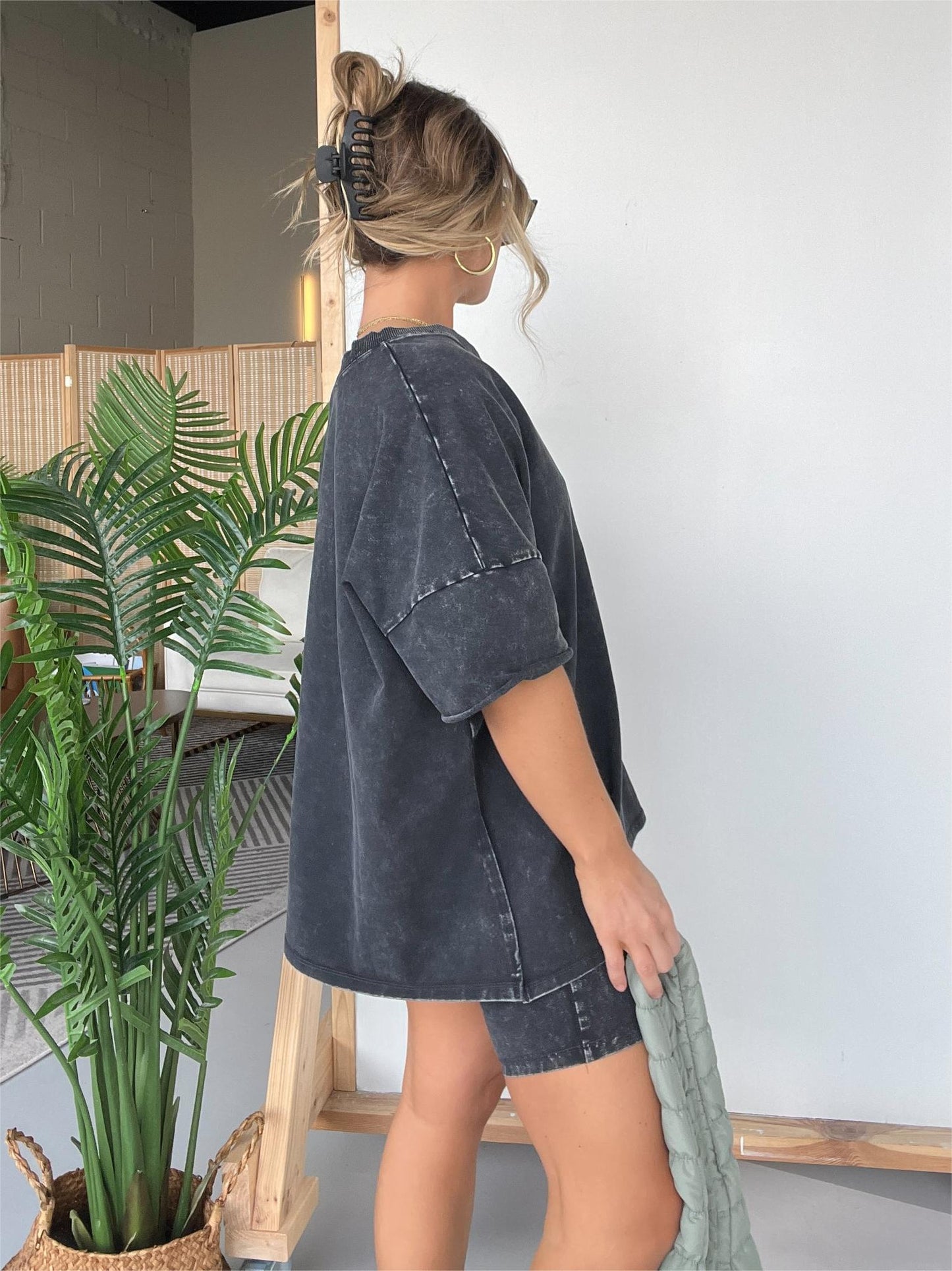 New Women's Summer Washed Set
