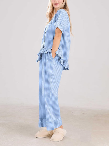 Women's  2 Piece Gingham Pajama Set