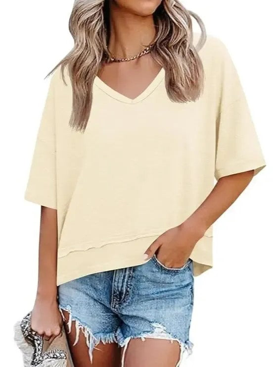 Women's Summer Basic Loose V-Neck Tees