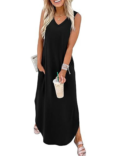 Women's Sleeveless V-Neck Summer Beach Sundress