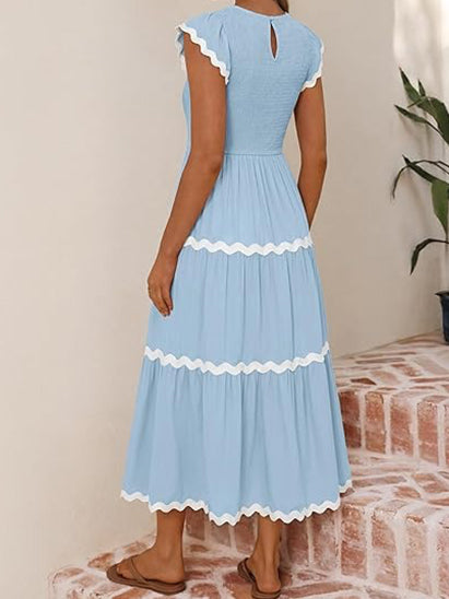 Women's Contrast Ric Rac Maxi Dress