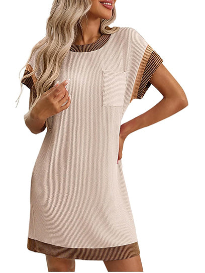 Women's Colorblock Ribbed Pocket Dress