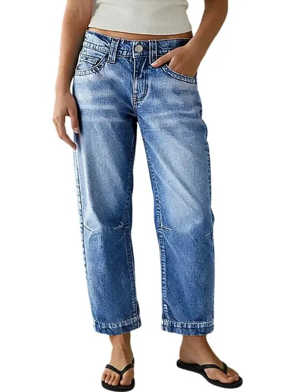 Women's Baggy Cropped Denim Jeans