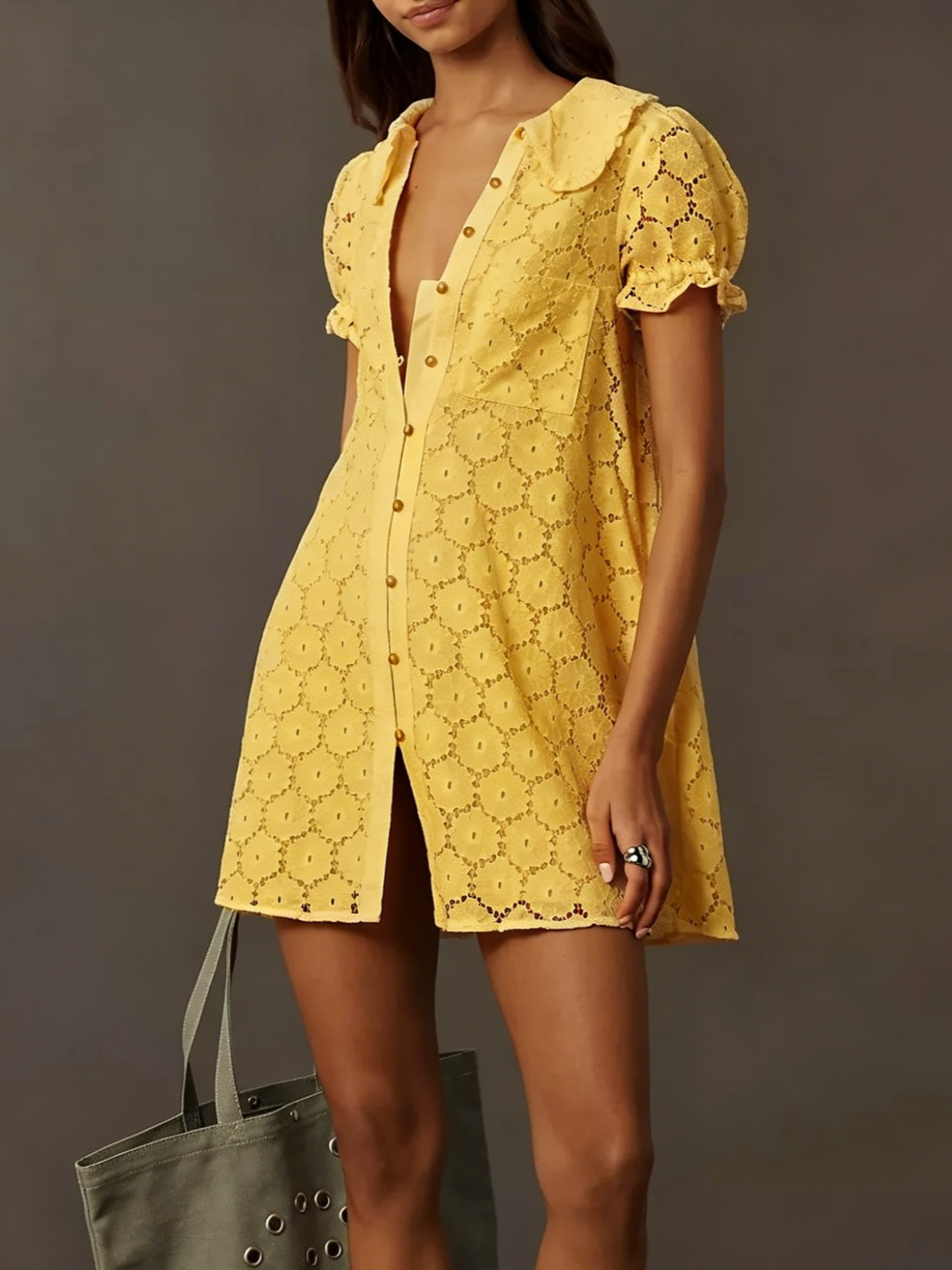 Women's Vintage Eyelet Lace Short Summer Dress