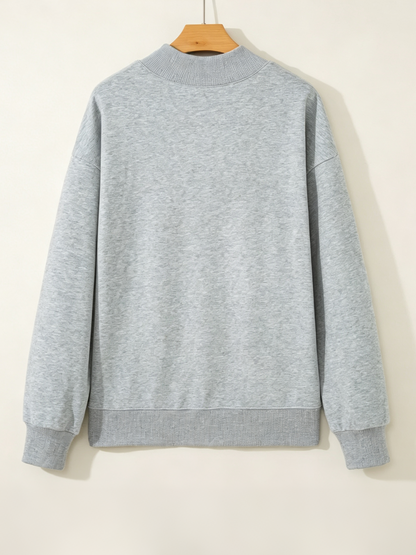 Women's Sequin Pumpkin Mock Neck Fall Sweatshirt