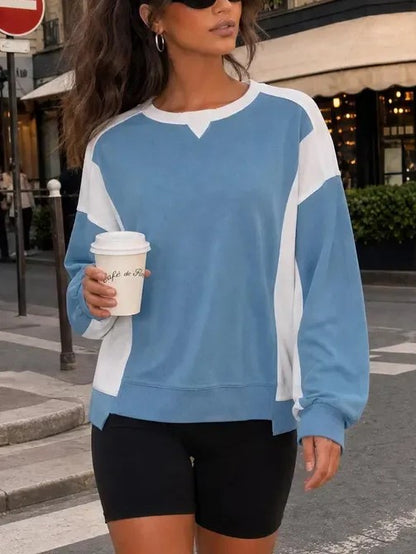 Women's Contrast Patchwork Soft Daily Basic Top