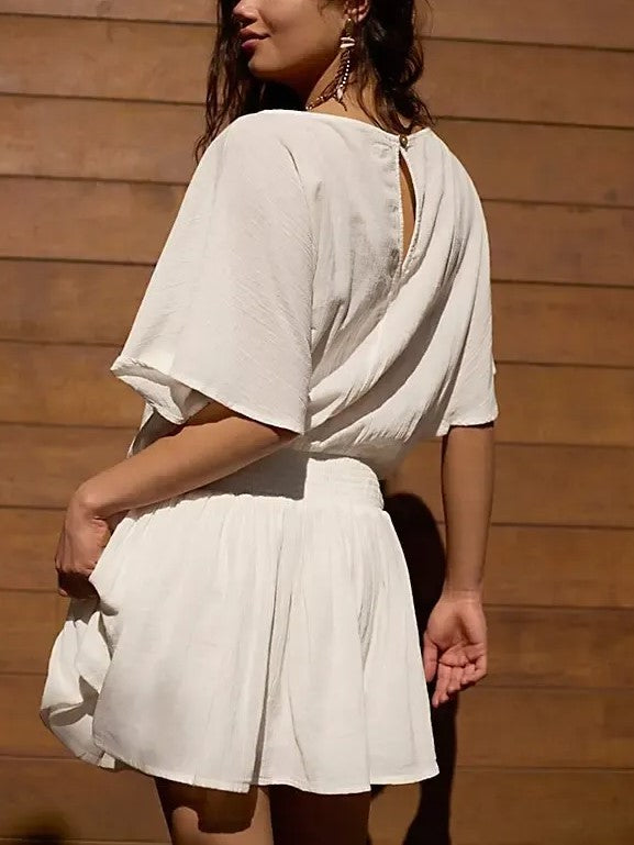 Women's Elastic Waist Short Sleeve Dress