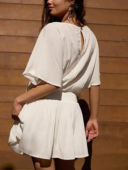 Women's Elastic Waist Short Sleeve Dress