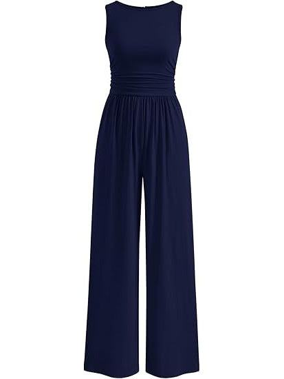 Women's Crewneck Sleeveless Casual Jumpsuit