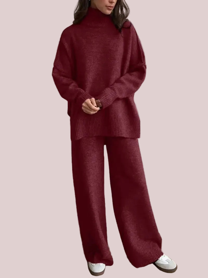 Women's 2 Pcs Solid Color Sweater Set for Autumn Winter