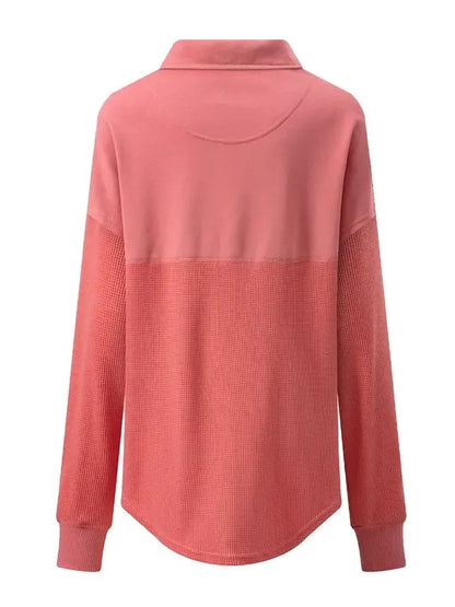 Women's Half Zip Waffle Knit Pullover Top