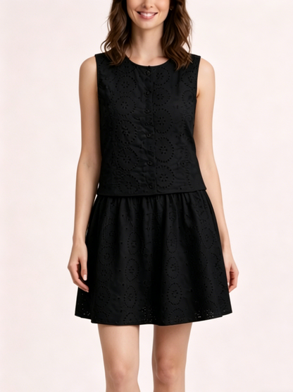 Women's Graceful Hollow-Out Sleeveless Two-Piece Dress