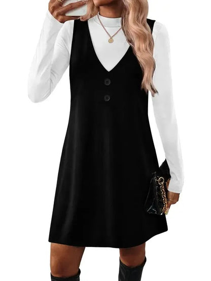 Women 's V Neck Sleeveless A Line Dress Set