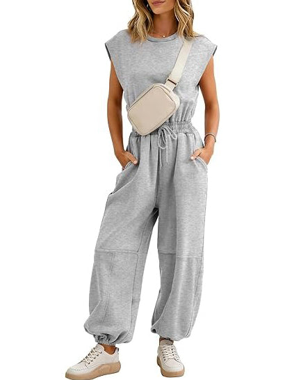 Women's Loose Fit Elastic Waist Jogger Jumpsuit