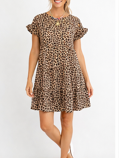 Women's Spring & Summer Leopard Print Ruffle Dress